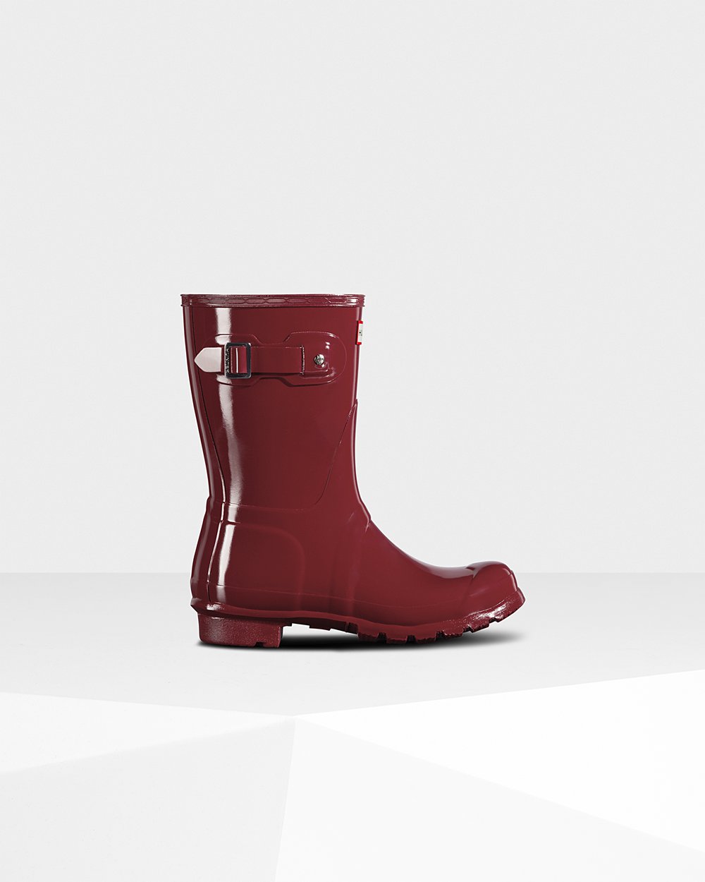 Womens Short Rain Boots - Hunter Original Gloss (49OVMHTSE) - Grey Red